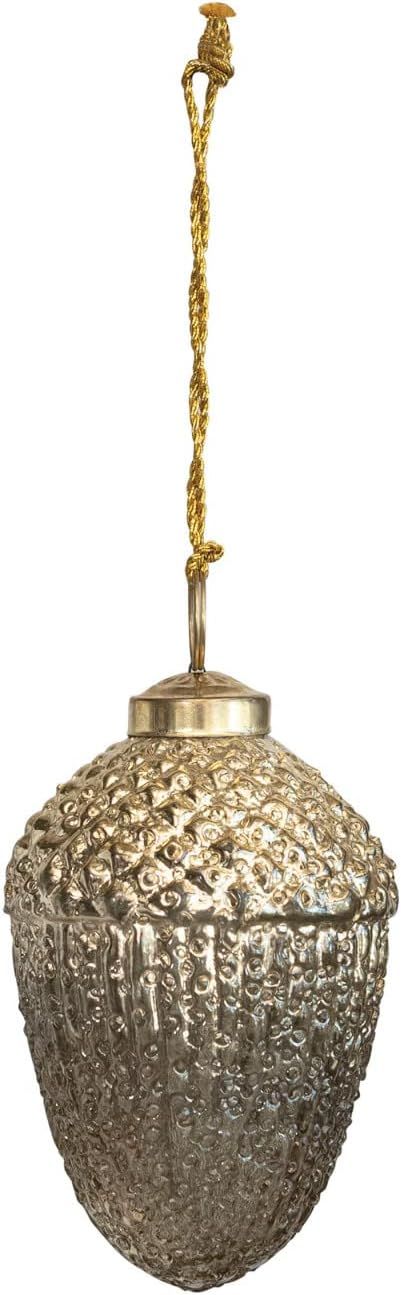 Creative Co-Op 4' H Embossed Glass Acorn Ornament, Antique Gold Finish | Amazon (US)