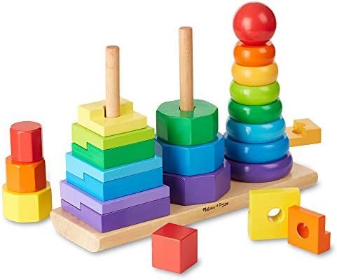 Amazon.com: Melissa & Doug Geometric Stacker - Wooden Educational Toy,25 count(pack of 1) : Toys ... | Amazon (US)
