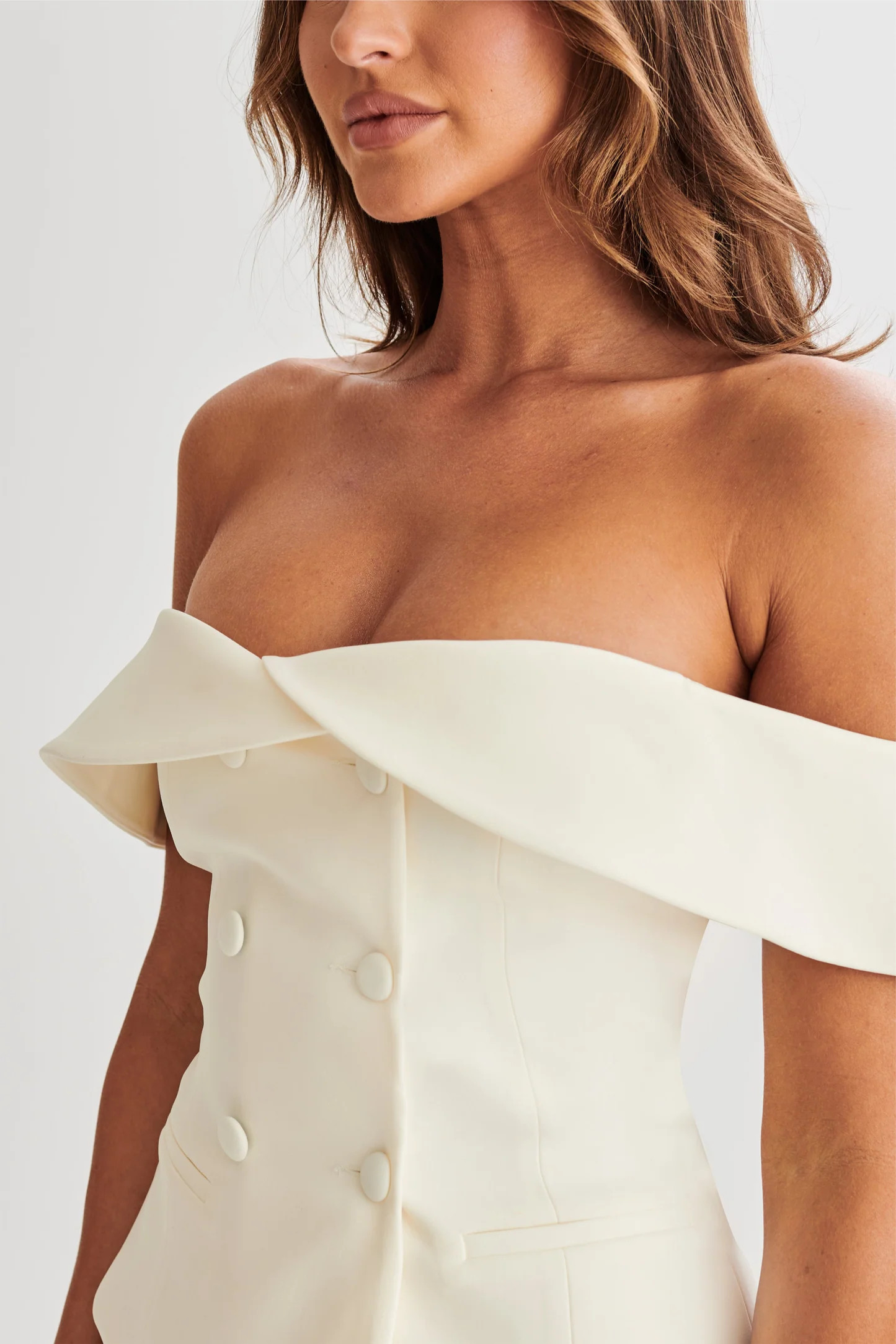 Krista Strapless Suiting Top - Ivory | Meshki UK