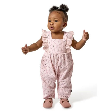 Modern Moments by Gerber baby Girl Long Leg Romper with Ruffle Detail, Sizes 0/3 Months - 24 Months | Walmart (US)
