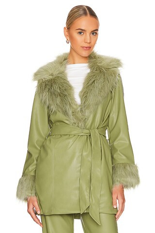 Penny Lane Faux Leather Jacket in Sage | Revolve Clothing (Global)
