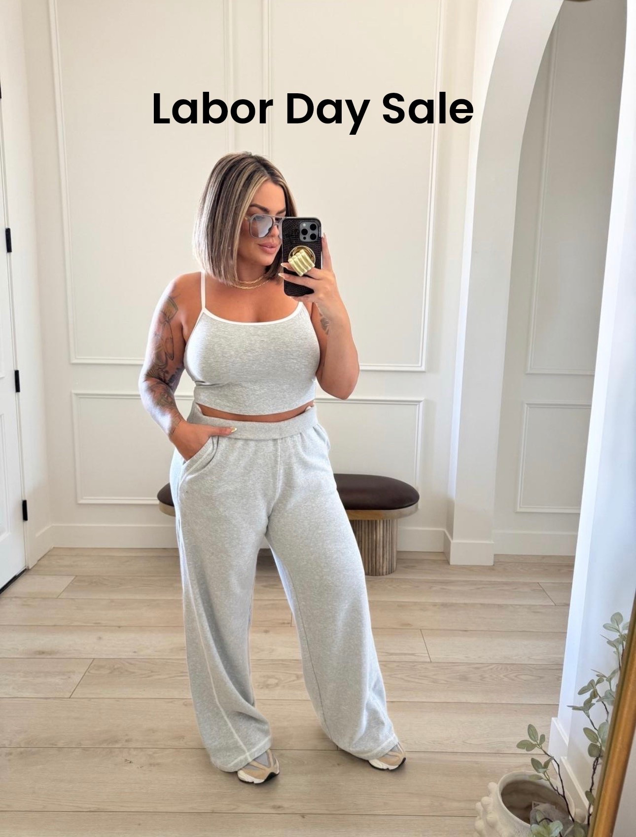 Top L 
Pants L long but they were too long I had to fold over waist and they are still too long. 
I’m 5’5 for height reference.
#aerie

#LTKSaleAlert