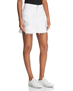 7 For All Mankind Destroyed Denim Skirt in White Fashion 3 | Bloomingdale's (US)