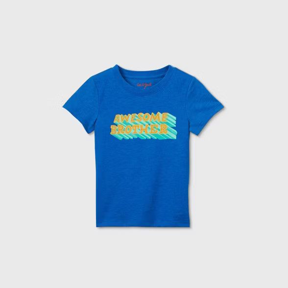 Toddler Boys' 'Awesome Brother' Graphic Short Sleeve T-Shirt - Cat & Jack™ Blue | Target