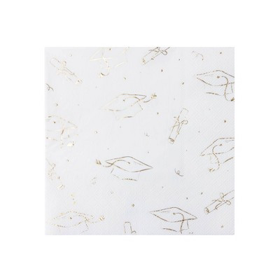 Bonjour Fete 30ct Large White and Gold Graduation Hat Napkins | Target
