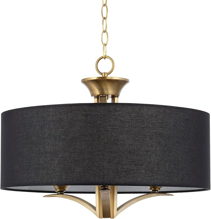 Kira Home Alondra 20" Modern 3-Light Drum Chandelier + Black Fabric Shade, Adjustable Height, War... | Amazon (US)