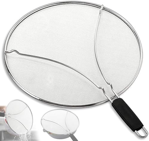 Splatter Screen for Frying Pan & Food Strainer,13 Inch Stainless Steel Grease Splatter Guard,Shie... | Amazon (US)