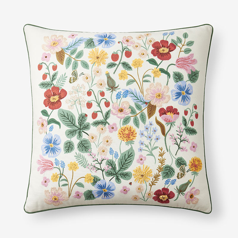 Strawberry Fields Decorative Square Pillow Cover - Cream Multi | The Company Store