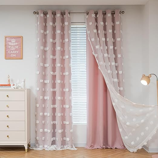 MYSKY HOME Pink Curtains for Girls Bedroom 84 Inches Long Blackout Nursery Curtains Double Layer ... | Amazon (US)