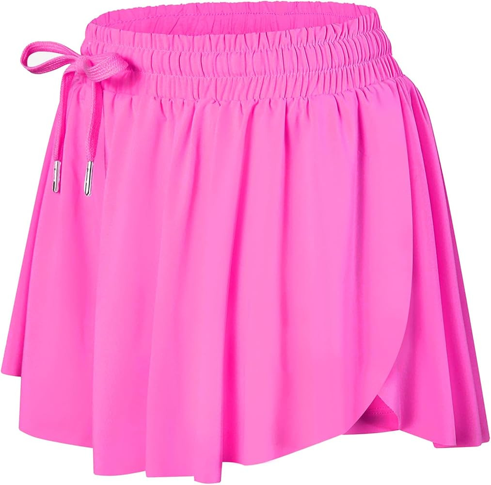 Wsirmet Flowy Shorts for Women Butterfly Shorts 2 in 1 Athletic Workout Gym Biker Running Shorts ... | Amazon (US)