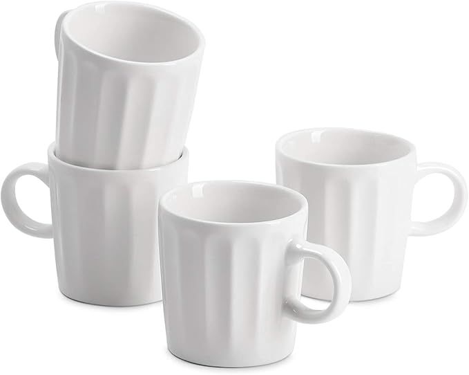Sweese 410.101 Porcelain Espresso Cups - 3.5 Ounce - Set of 4, Fluted Cups, White | Amazon (US)