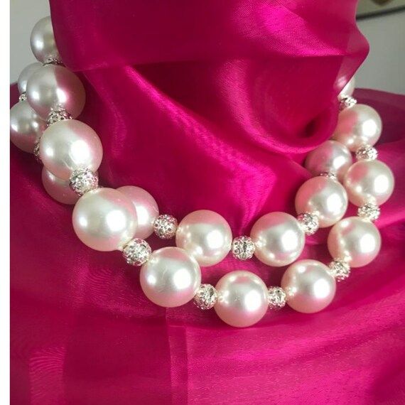 Layered Pearl Choker Necklace,Layered Chunky Pearl Necklace,Pearl Statement Necklace Multi Layer ... | Etsy (US)