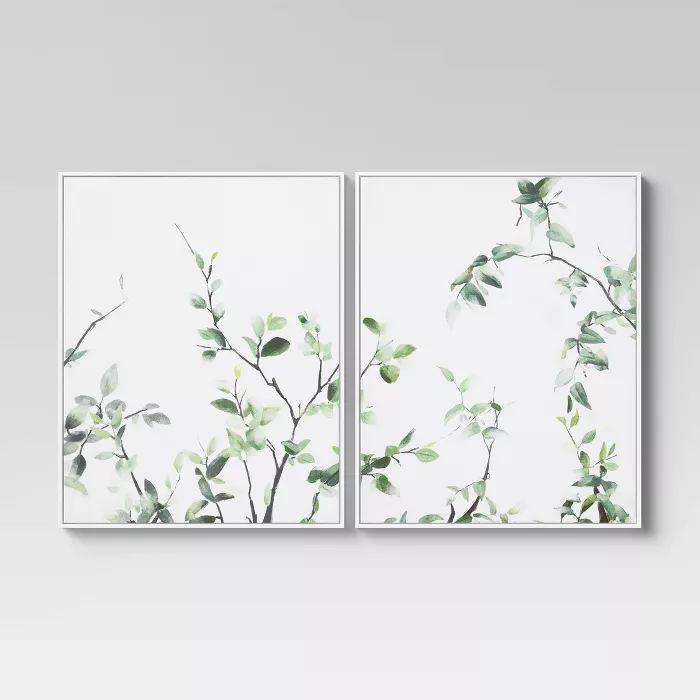 (Set of 2) 24" x 30" Greenery Framed Wall Art - Threshold™ | Target