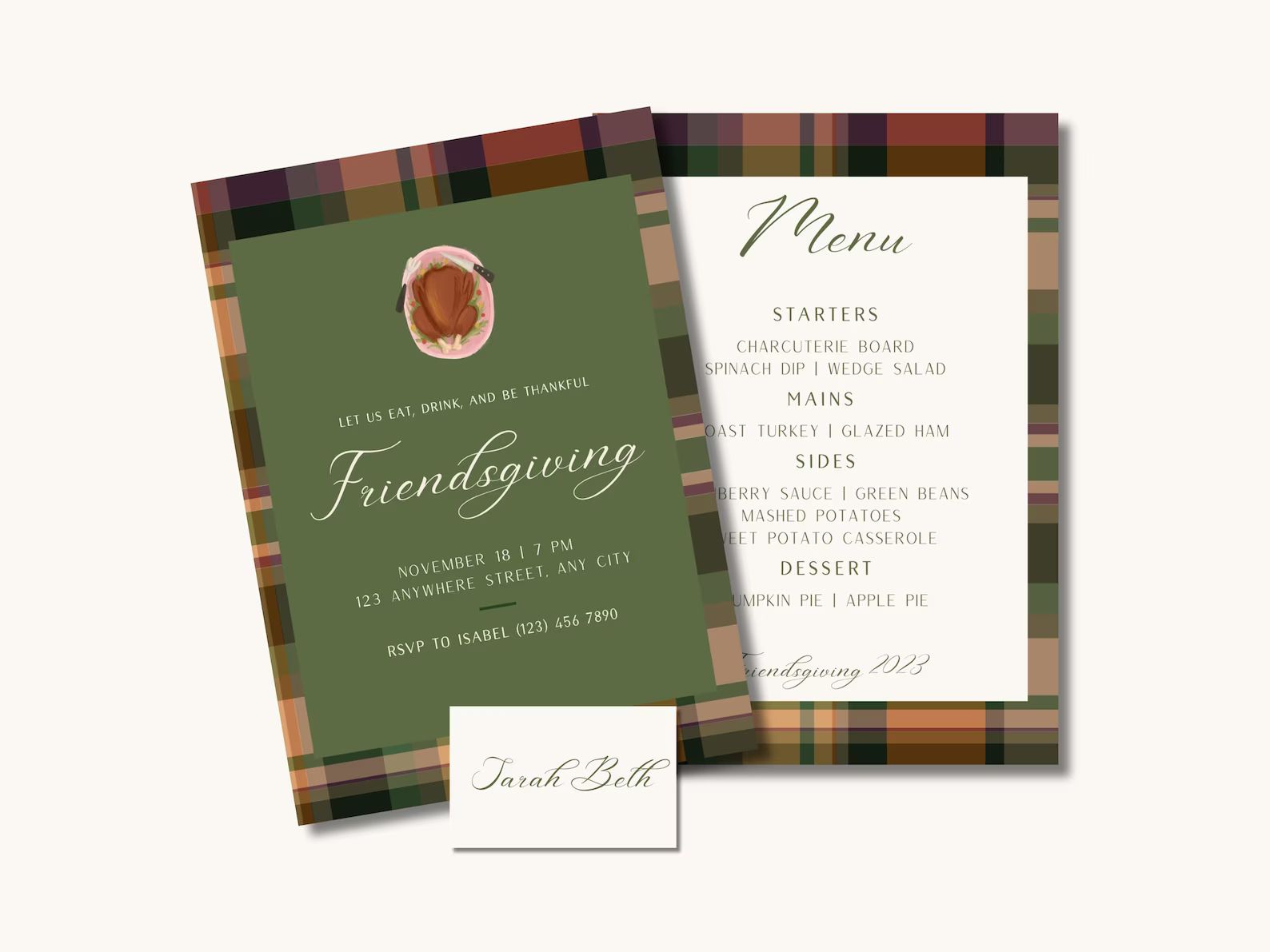 Friendsgiving/thanksgiving Invitation Menu and Place Card Set - Etsy | Etsy (US)