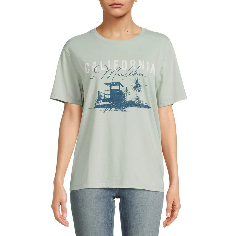 Time & Tru Women’s Malibu California Short Sleeve Graphic Tee | Walmart (US)