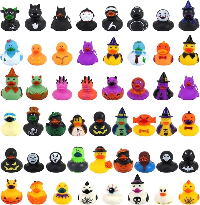 50 Pcs Halloween Rubber Ducks, Halloween Ducks for Jeeps Ducking, Random Assortment Mini Rubber D... | Amazon (US)