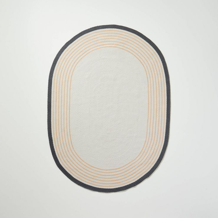 Oval 5' x 7' Border Stripe Braided Area Rug Neutral - Hearth & Hand™ with Magnolia | Target