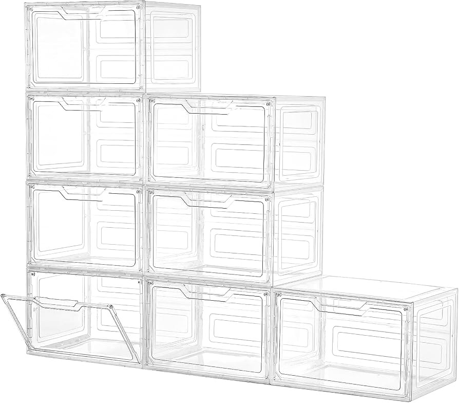 Closet Organizers and Storage, Acrylic Clear Plastic Storage Bins with Magnetic Door, 8 Pack Stor... | Amazon (US)