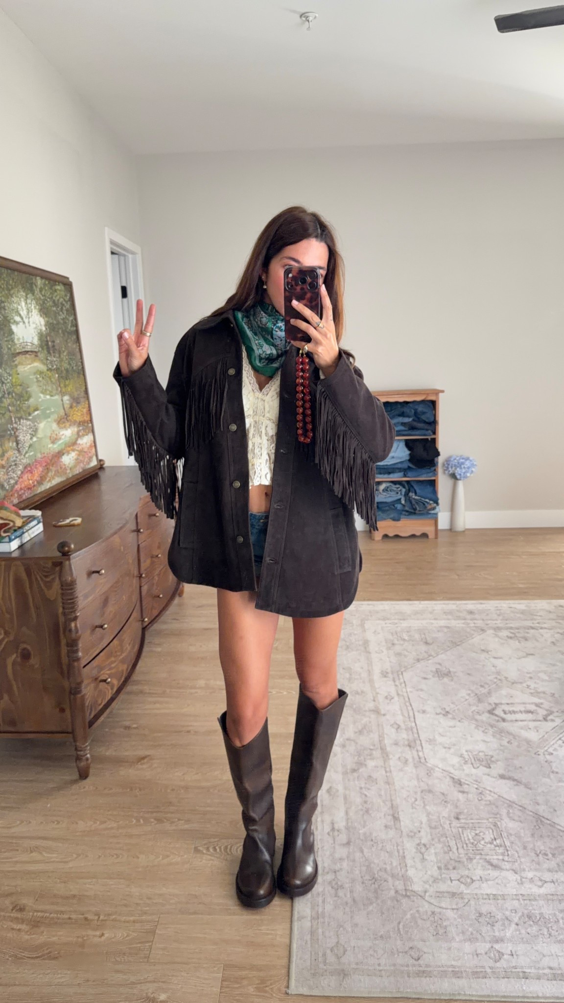 Free people festival outfit! Size S in lace top, S in fringe jacket, 25 and denim shorts and usual size in boots

#LTKspring #LTKSpringSale #LTKspringtrends