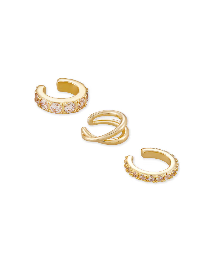 Livy Gold Ear Cuff Set of 3 in White Crystal | Kendra Scott