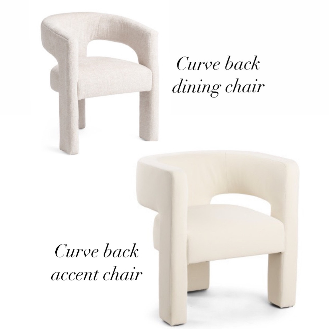 Designer look for less. Curve back dining chair. Curve back accent chair.  

Living room furniture 
Dining furniture 
Look for less
Boucle chair
 
#diningchair #curvebackchair

#LTKFind #LTKstyletip #LTKhome