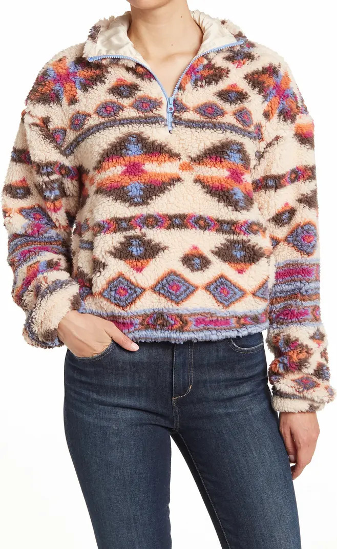 Coffee Shop Geometric Print Fleece Pullover | Nordstromrack | Nordstrom Rack