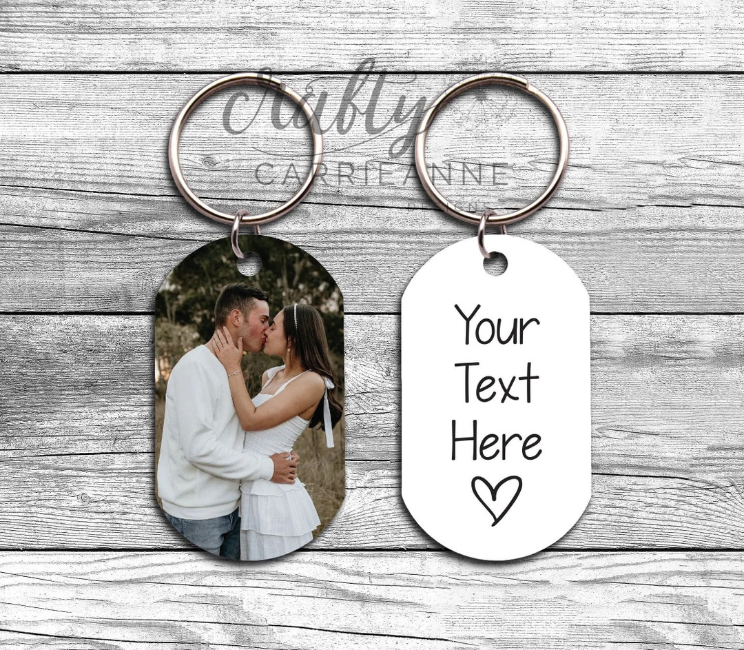 Personalized Text Keychain, Doubled Sided Picture Keychain, 1st Anniversary Boyfriend Gift, Girlf... | Etsy (US)