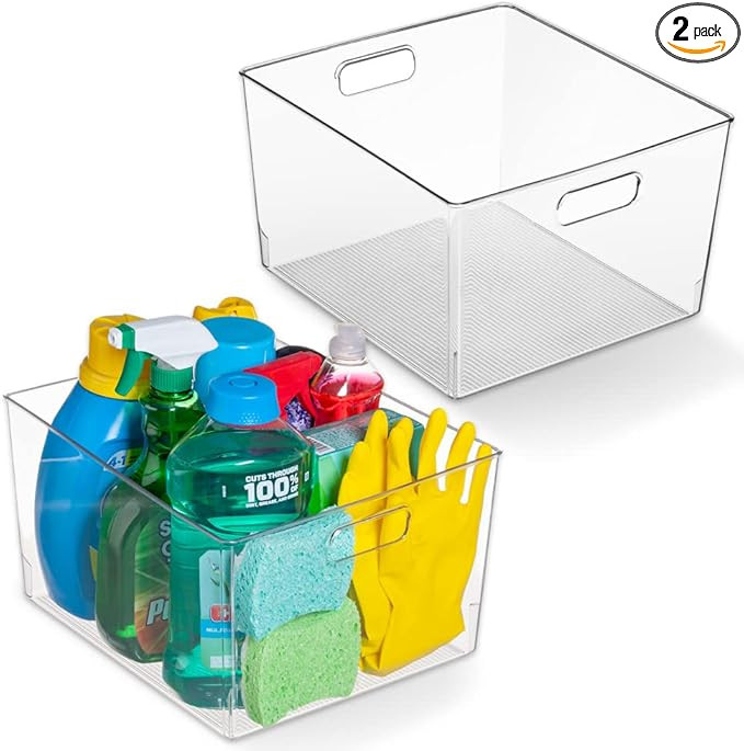 ClearSpace XL Clear Plastic Storage Bins - 2 Pack for Kitchen Cabinet and Fridge Organization | Amazon (US)
