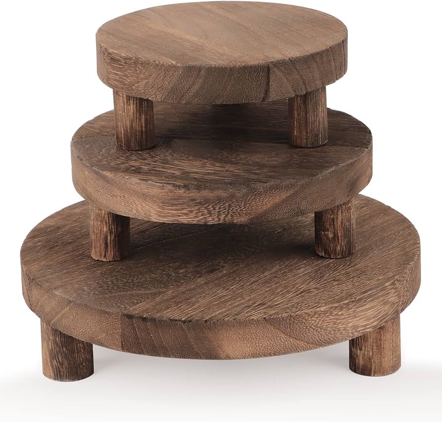 3PCS Wooden Display Riser for Display,Round Display Stand,Wood Riser Pedestal Stand for Home Deco... | Amazon (US)