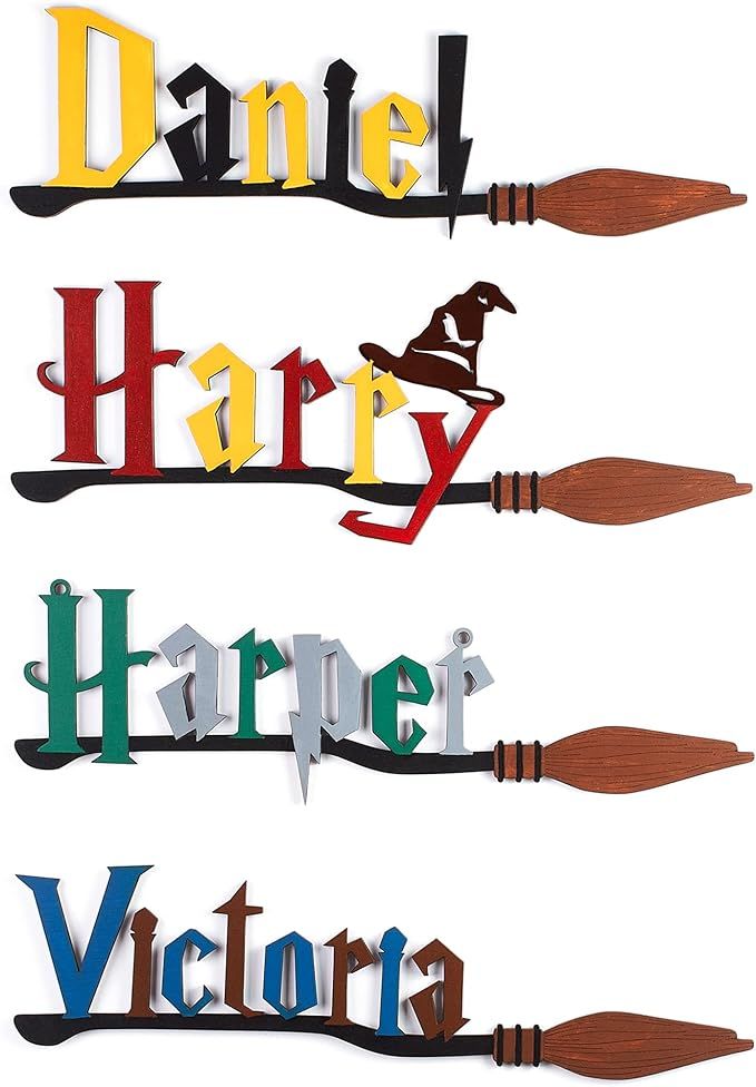 Personalized Wizard Broomstick – Custom Name Home Sign Wall Decor – Handmade Witch Broomstick... | Amazon (US)