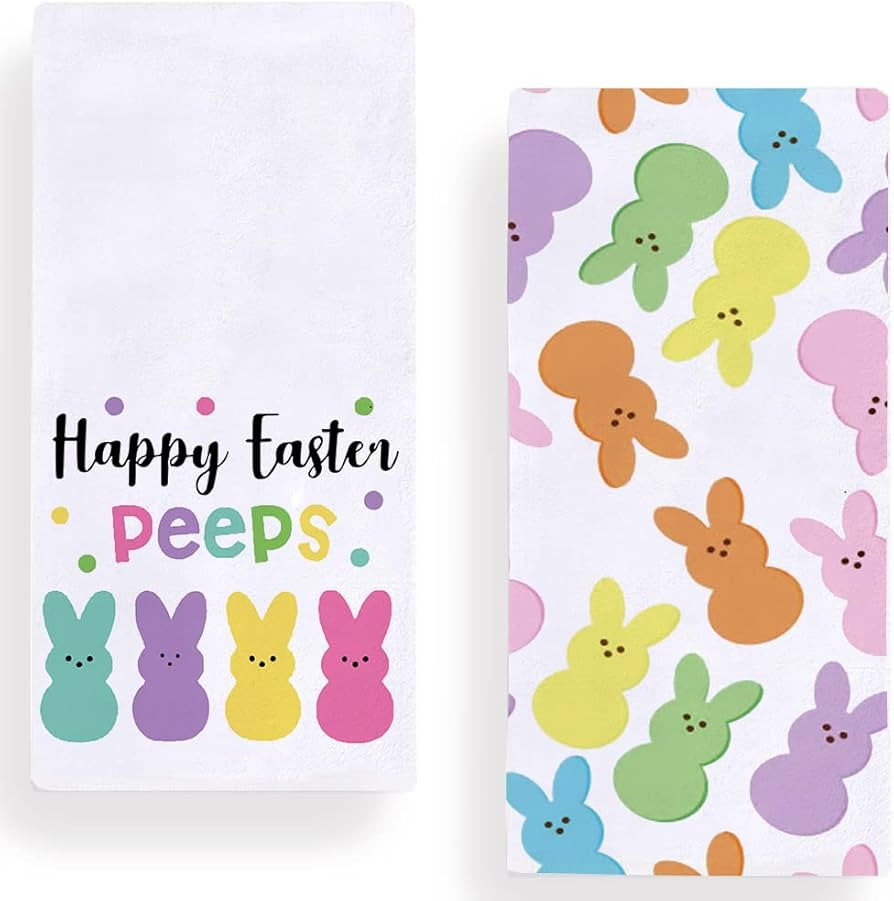 Happy Easter Peeps Kitchen Dish Towel 18 x 28 Inch, Spring Summer Rabbit Tea Towels Dish Cloth fo... | Amazon (US)