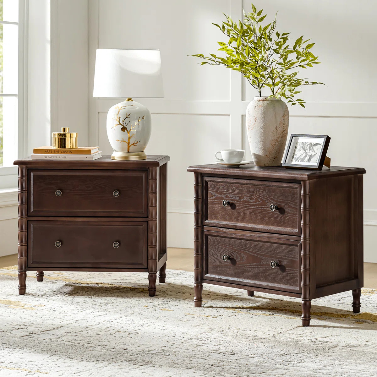 Lucious Transitional 26''W 2-Drawer Spindle End Table with Charging Station and Simple Assembly S... | Wayfair North America