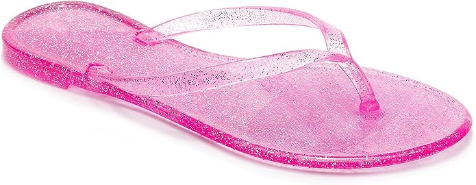 Womens Flip Flops Thong Sandals Jelly Shoes Flat for Ladies Slides Black Slippers Size 9 Slip On ... | Amazon (US)