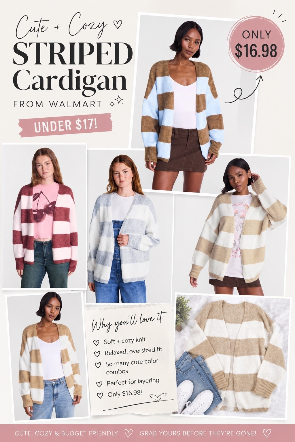 Walmart did it again 👏🏼 This cute + cozy striped cardigan is under $17 and comes in the prettiest color combos! Such an easy throw-on layer for fall. 🍂🤎

#WalmartFashion #WalmartFinds #FallFashion #AffordableFashion #LTKUnder50

#LTKMidsize #LTKOver40 #LTKootd