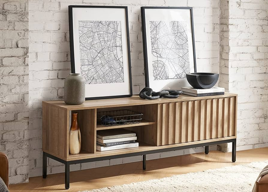 mopio Norwin 64" Rustic Industrial Modern TV Stand, Media Cabinet, TV Console Suits TV up to 70 i... | Amazon (US)