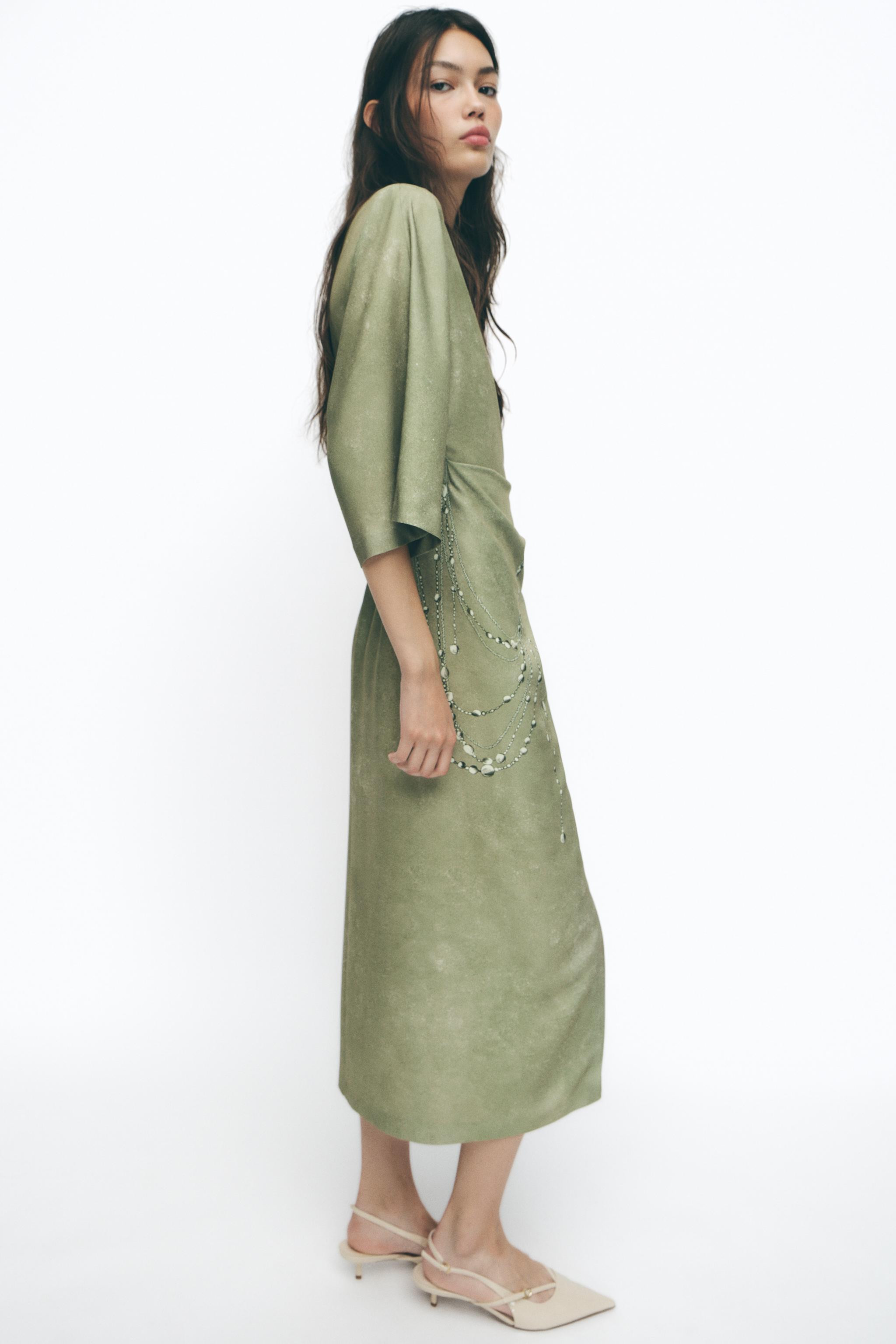 CHAIN PRINT MIDI DRESS | Zara US