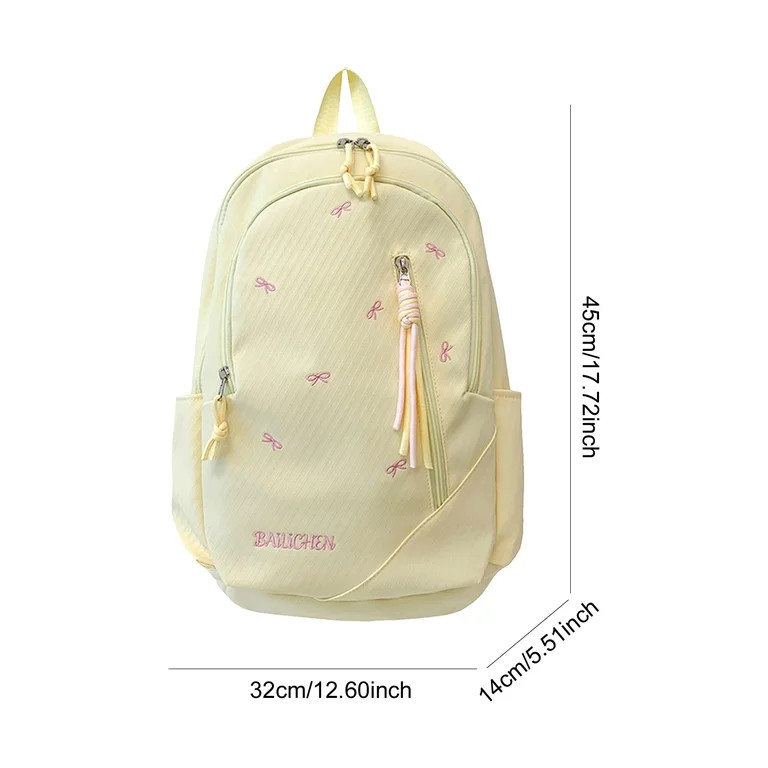 Nylon School Backpack, Lightweight Backpack with Bow Pendant, Spacious Trendy Backpack for Travel... | Walmart (US)