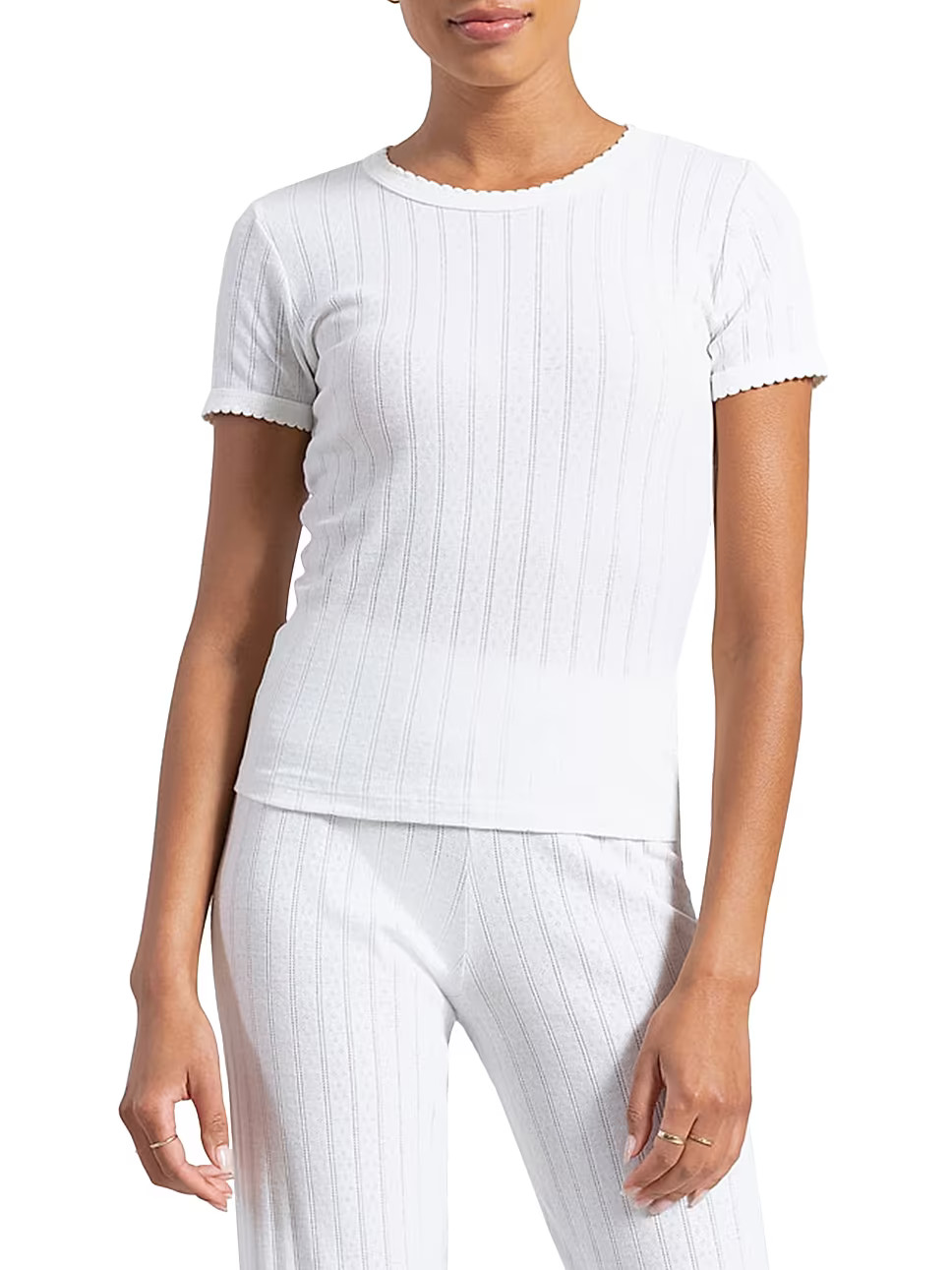 Leset Pointelle Crewneck T-Shirt | Saks Fifth Avenue