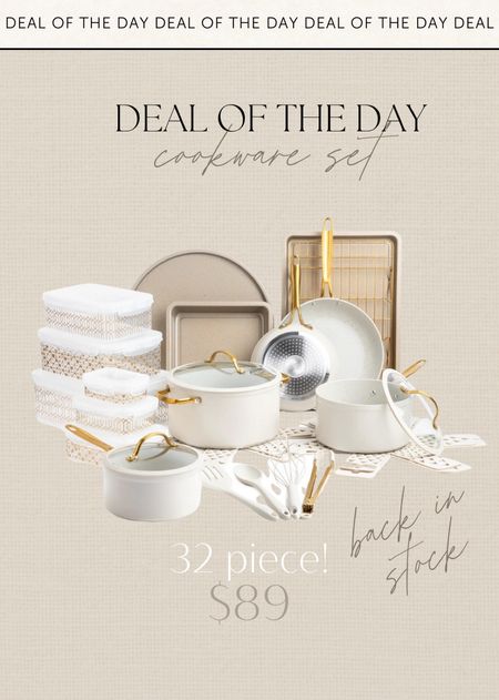 Cookware set on sale for only $89 // comes with 32 pieces and so pretty! 🤎 #cookware #pots #pans #bakeware #prettycookware #whitecookware #homegift #christmasgift 

#LTKunder100 #LTKhome #LTKHoliday