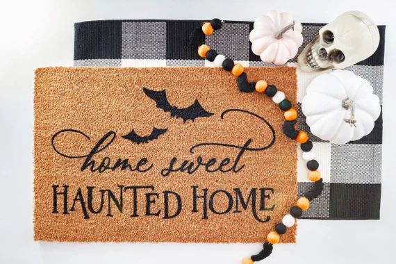Home Sweet Haunted Home Doormat  Halloween Welcome Mat  - Etsy | Etsy (US)