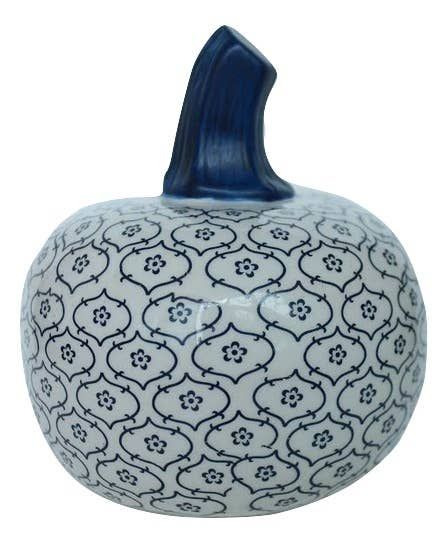Blue and White Trellis Pumpkin (Small) | Teggy French