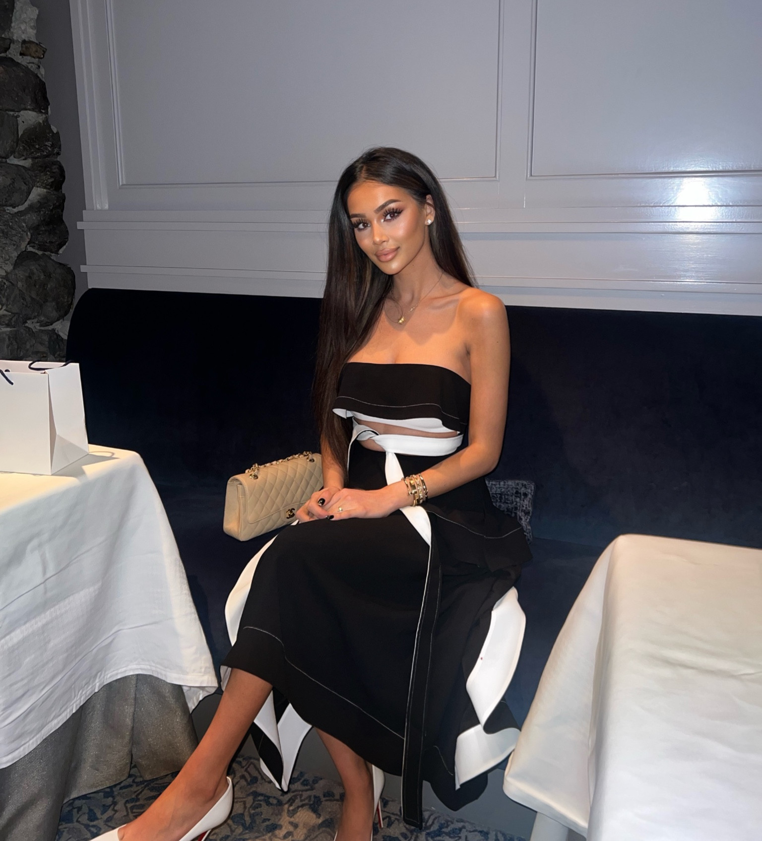 Formal dinner at The French Laundy. #dress #blackdress #cocktail #dinner #classy #formal #midi 