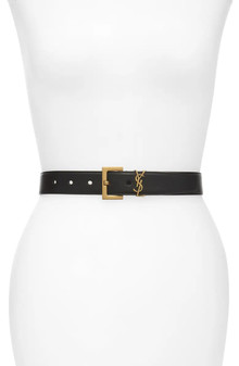 Click for more info about Saint Laurent Laque YSL Monogram Leather Belt | Nordstrom