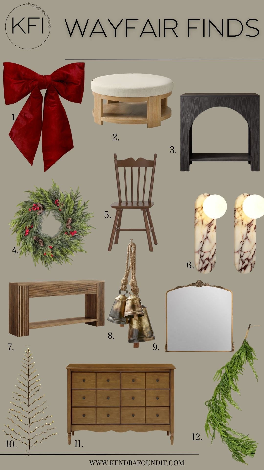 #ad Wayfair finds you’ll want to save! 🤎 Affordable home decor, designer-inspired furniture, and holiday decorating finds that look SO much more expensive than they are.
From an oversized burgundy velvet Christmas bow and realistic Norfolk Pine Christmas garland to a super affordable modern black nightstand, wood furniture, vintage-inspired mirrors, marble wall sconces, and cozy neutral home decor, these Wayfair finds are perfect for creating that high-end, modern organic look on a budget.
Whether you’re decorating your living room, refreshing your bedroom, or looking for affordable Christmas decor, these are some of my favourite Wayfair finds for a designer look for less.
Shop affordable furniture, Christmas wreaths, holiday greenery, rustic brass bells, accent chairs, dressers, console tables, and more.
#Wayfair, #WayfairPartner @Wayfair

#LTKSeasonal #LTKSaleAlert #LTKHome