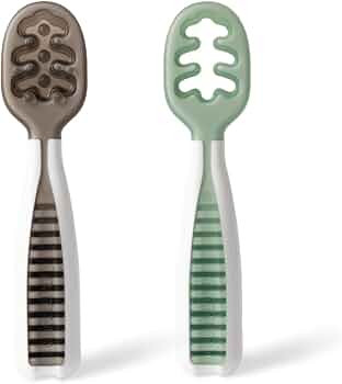 NumNum Pre-Spoon GOOtensils | Baby Spoon Set (Stage 1 + Stage 2) | BPA Free Silicone Self Feeding... | Amazon (US)