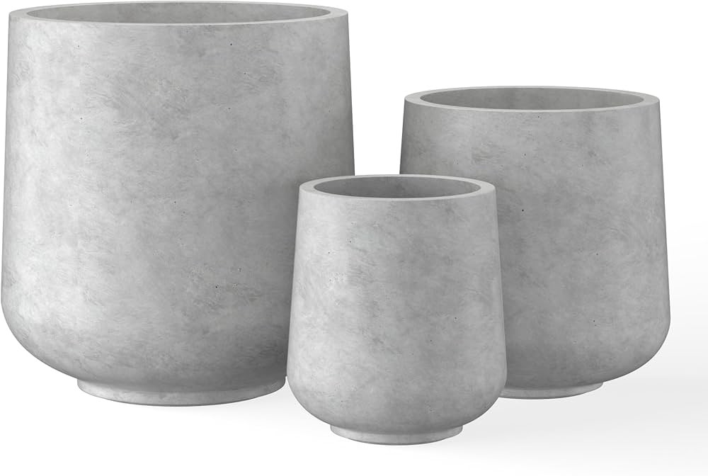 Kante 15.3"+11.6"+8.2" Dia Round Concrete Planter, Large Outdoor Indoor Planter Pots Containers w... | Amazon (US)