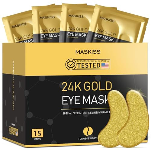 Maskiss 24k Gold Under Eye Patches (15 Pairs), eye mask, Collagen Skin Care Products, Eye Patches for Puffy Eyes, eye masks for dark circles and puffiness | Amazon (US)