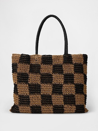 Gingham Straw Tote Bag | Gap (CA)
