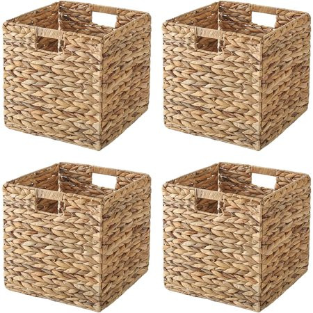MZDXJ Foldable Handwoven Water Hyacinth Storage Baskets Wicker Cube Baskets Rectangular Laundry Orga | Walmart (US)