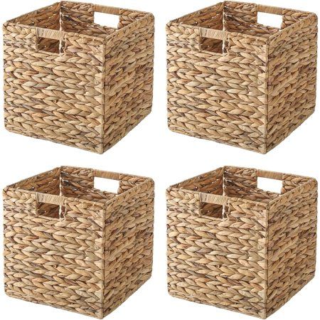 MZDXJ Foldable Handwoven Water Hyacinth Storage Baskets Wicker Cube Baskets Rectangular Laundry Orga | Walmart (US)
